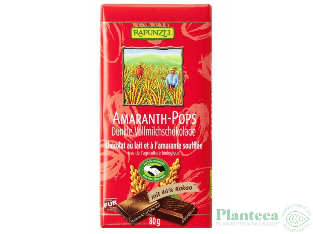 Ciocolata lapte integral cu amarant eco 80g - RAPUNZEL