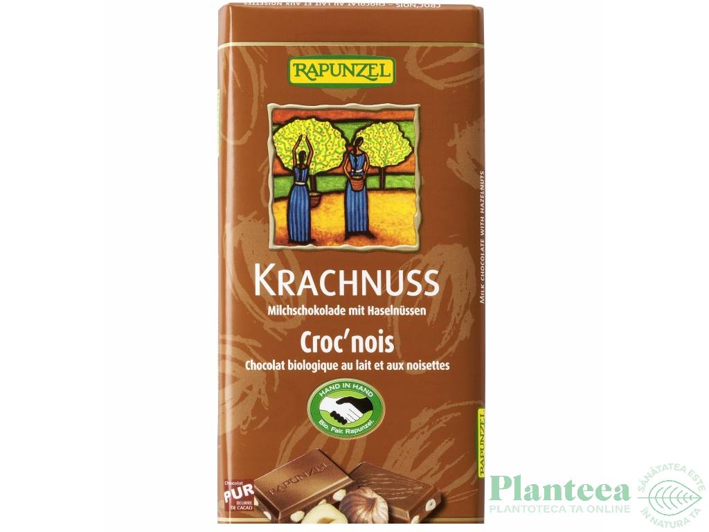 Ciocolata lapte integral cu alune crocante eco 100g - RAPUNZEL