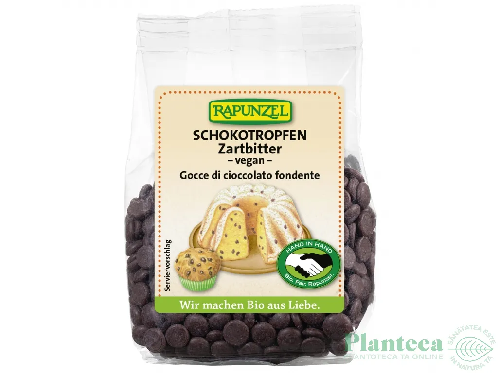 Pastile ciocolata amaruie pt prajituri eco 100g - RAPUNZEL