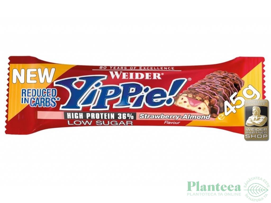 Baton proteic 36% Yippie capsuni 45g - WEIDER