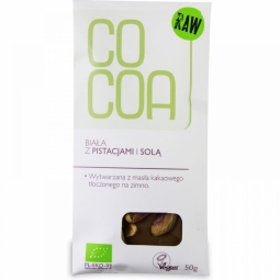 Ciocolata alba fistic intreg sare raw eco 50g - COCOA