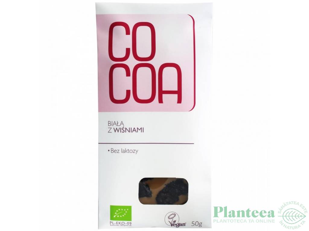 Ciocolata alba cirese raw eco 50g - COCOA