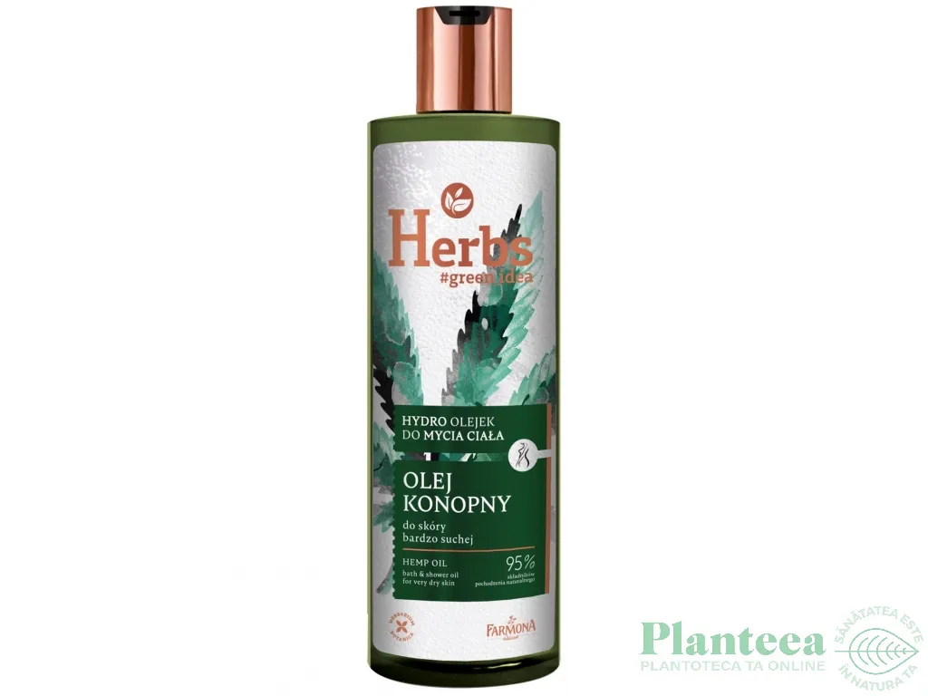 Ulei baie dus piele foarte uscata ulei canepa Herbs 400ml - FARMONA