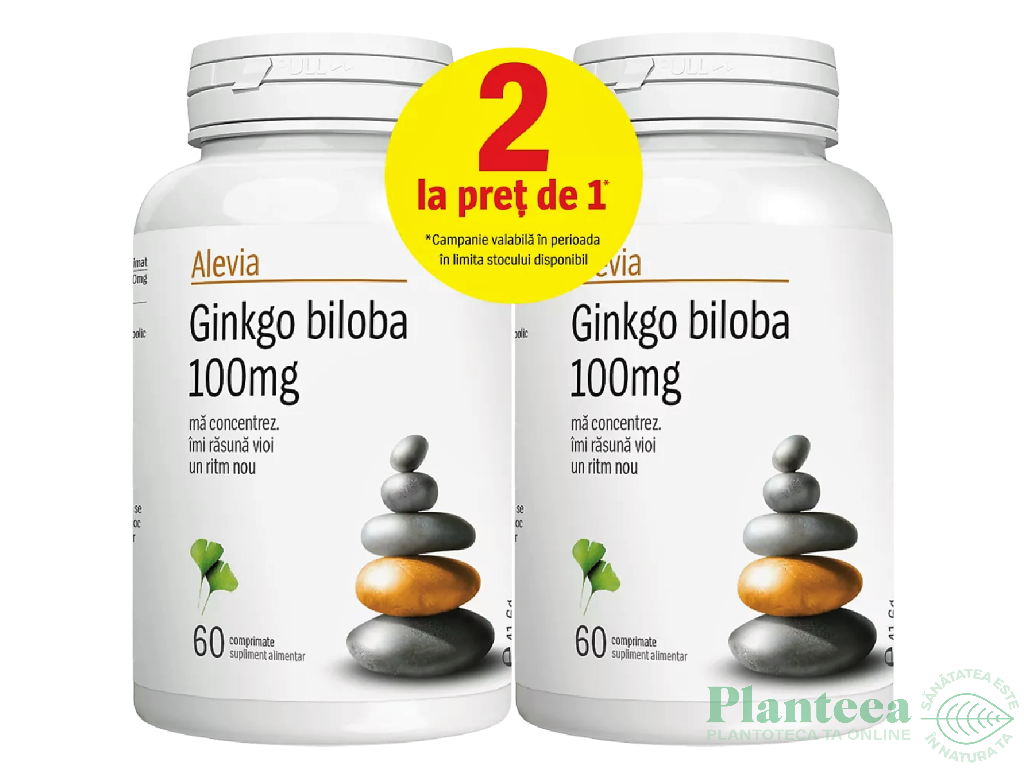 Pachet Ginkgo Biloba 100mg 2x60cp - ALEVIA