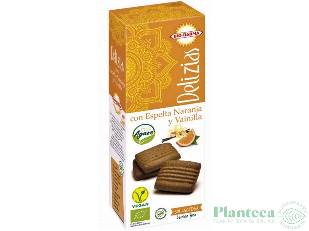 Biscuiti spelta portocale vanilie indulciti cu agave bio 135g - BIO DARMA