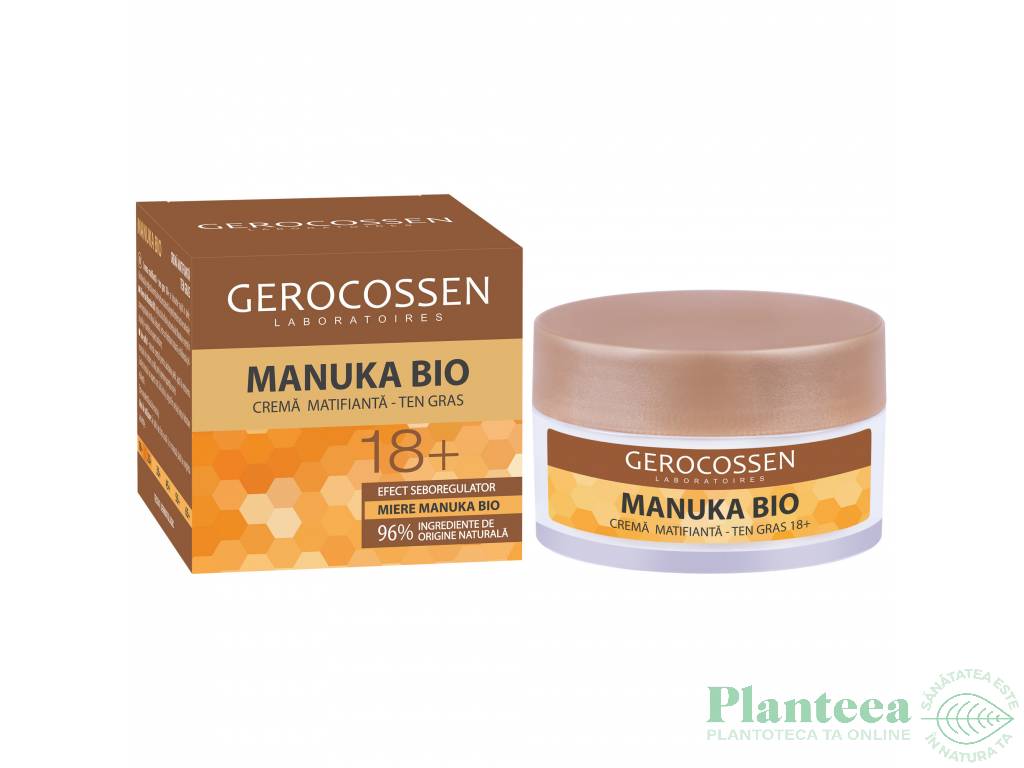Crema matifianta efect seboreglator ten gras 18+ Manuka Bio 50ml - GEROCOSSEN