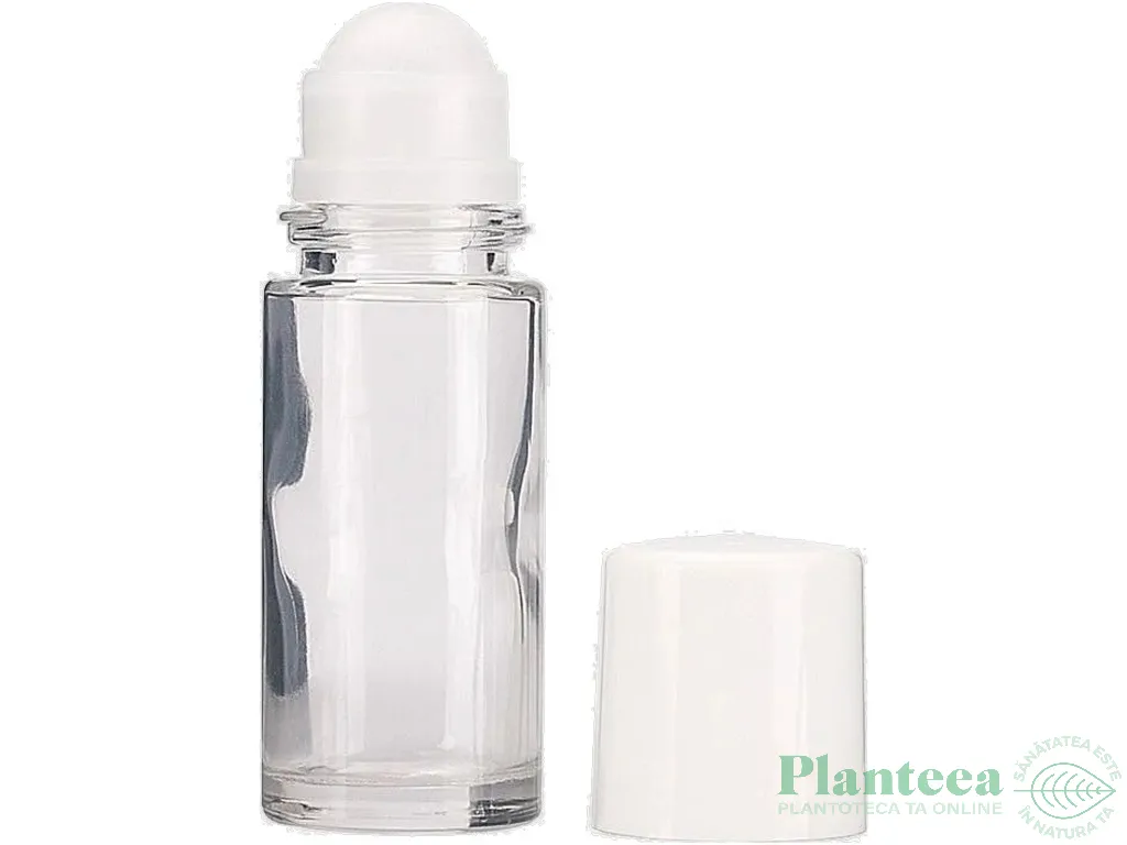 Flacon sticla transparenta roll~on fara bila fara capac 50ml - ELLEMENTAL