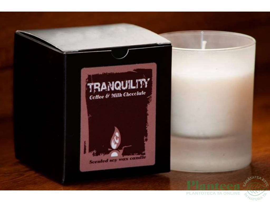 Candela sticla ceara soia 40h Tranquility 130g - D`ECO