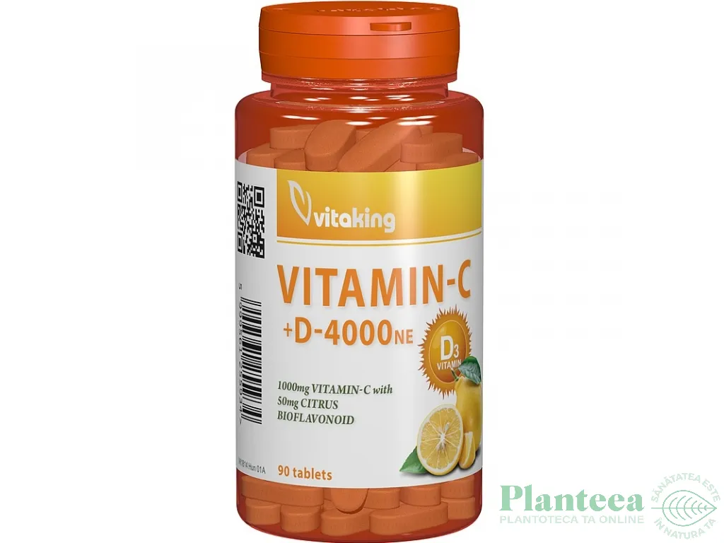 Vitamina C 1000mg vitamina D 4000ui bioflavonoide 90cp - VITAKING