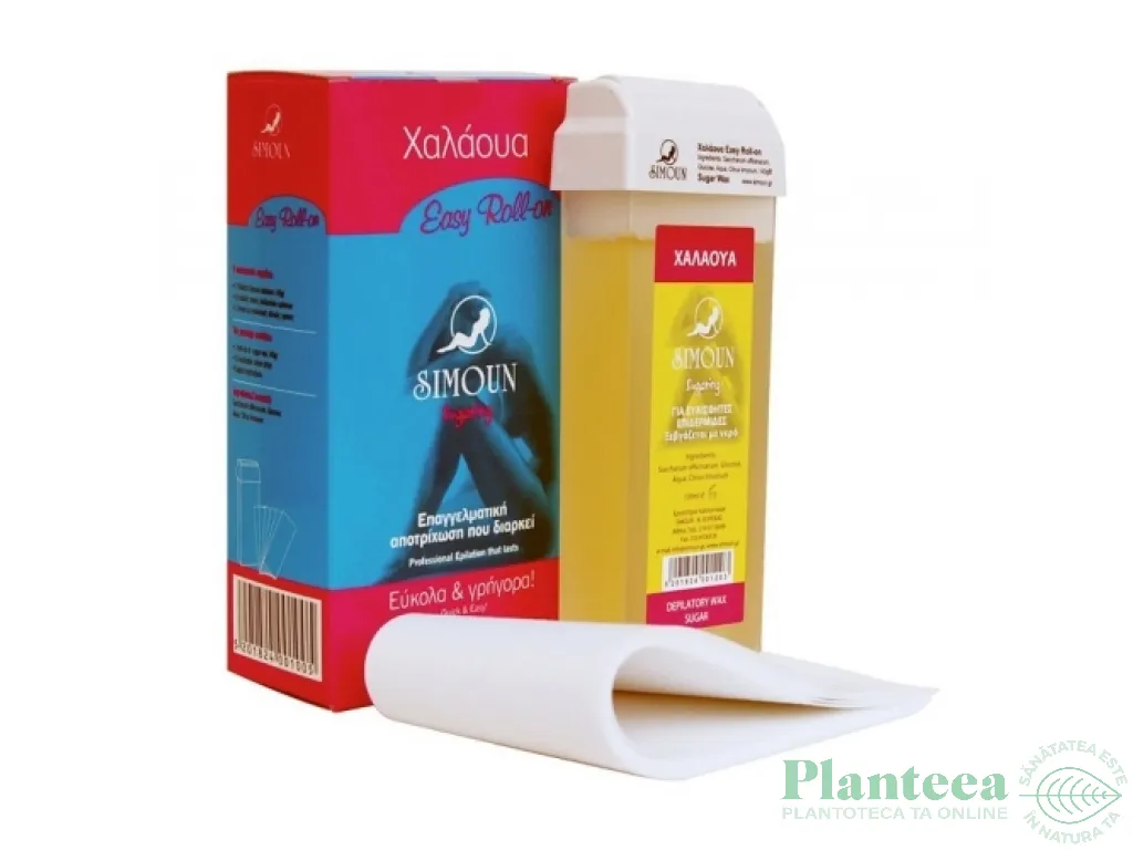 Kit epilare [cartus roll on ceara naturala zahar+10benzi hartie] 140g - SIMOUN