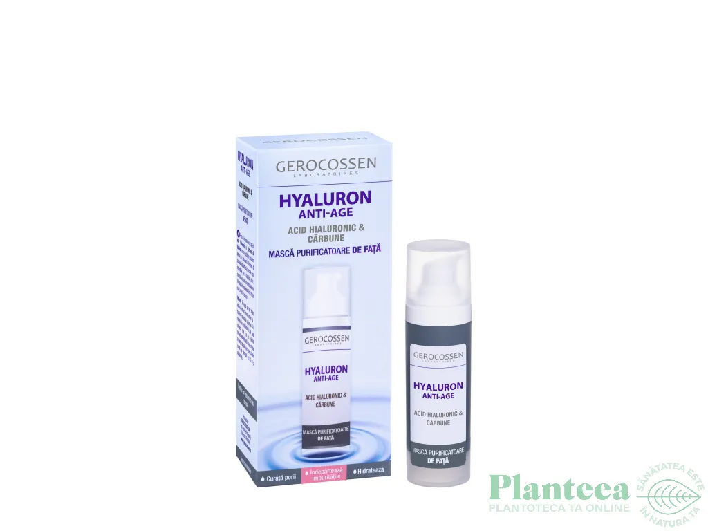 Masca fata purificatoare carbune Hyaluron 30ml - GEROCOSSEN