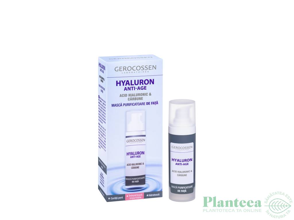 Masca fata purificatoare carbune Hyaluron 30ml - GEROCOSSEN