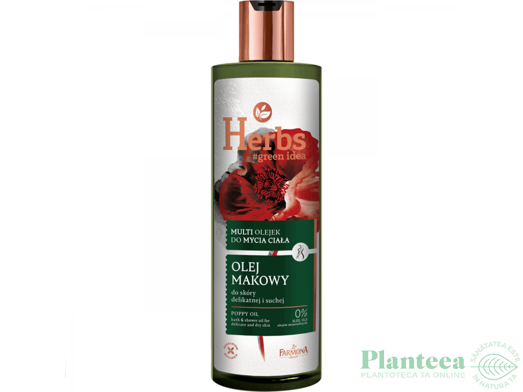 Ulei baie dus piele delicata uscata ulei mac Herbs 400ml - FARMONA