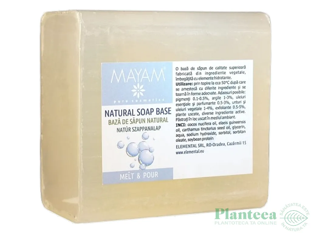 Baza de sapun solid transparent 465g - ELLEMENTAL