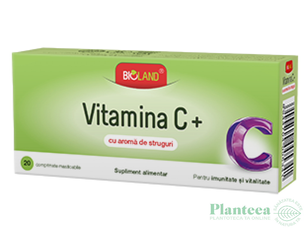 Vitamina C+ struguri 20cp - BIOLAND
