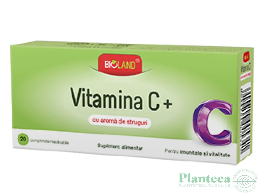 Vitamina C+ struguri 20cp - BIOLAND