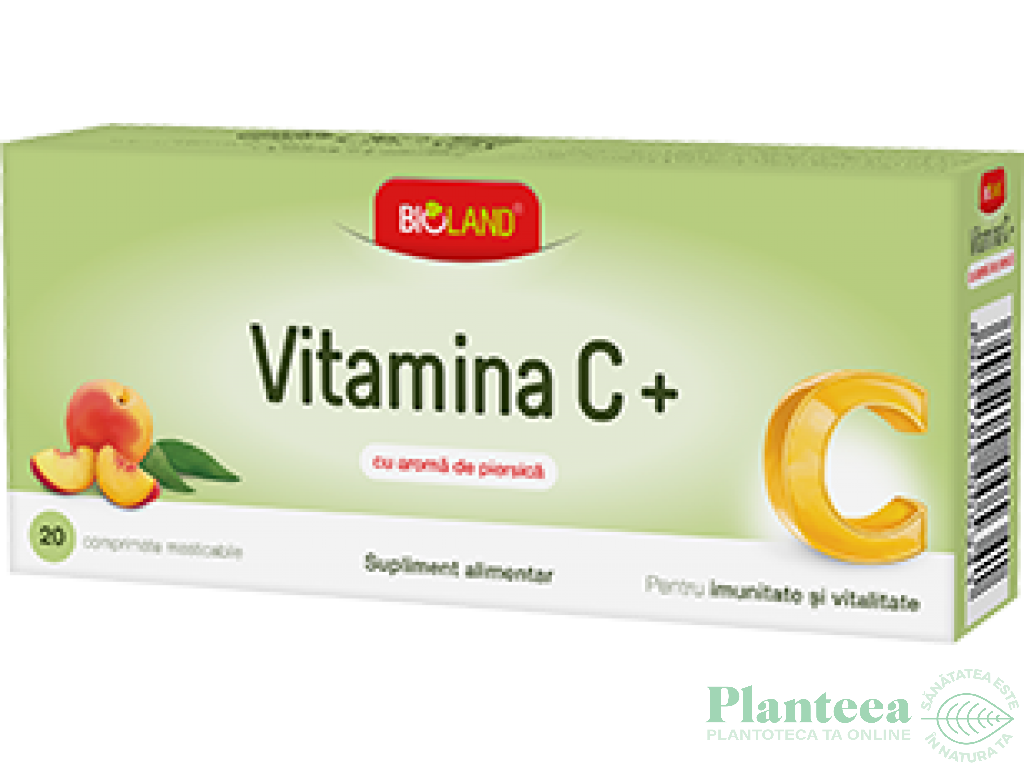 Vitamina C+ piersica 20cp - BIOLAND