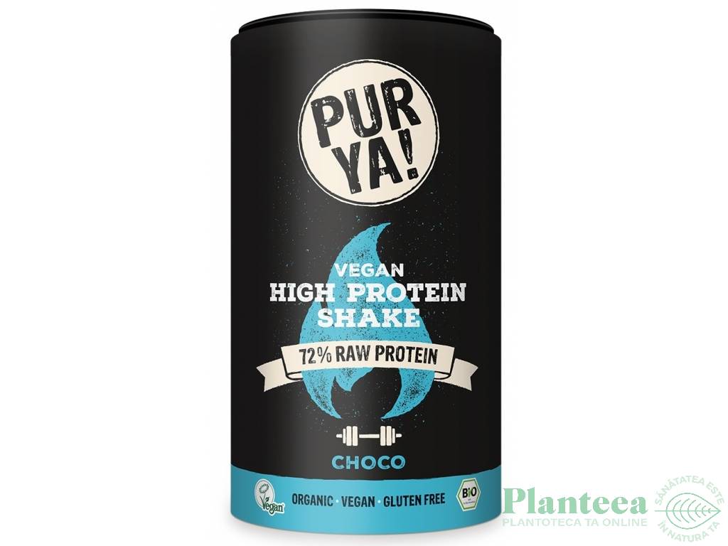 Pulbere shake proteic raw vegan High Protein ciocolata eco 550g - PUR YA