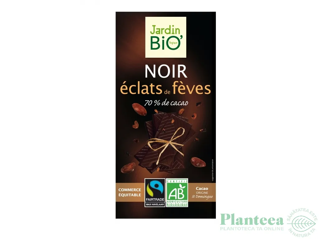 Ciocolata neagra 70% boabe cacao eco 100g - JARDIN BIO
