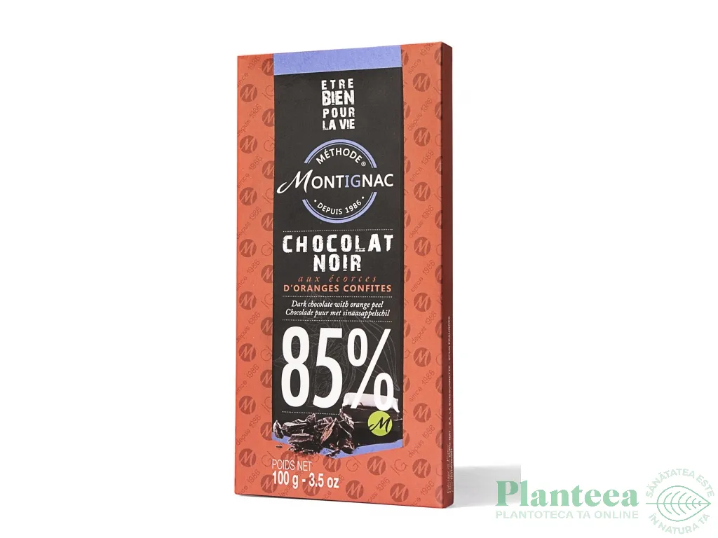 Ciocolata neagra 85% coaja portocala eco 100g - MONTIGNAC
