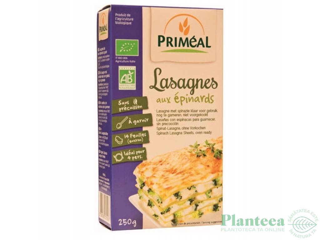 Paste lasagna grau semola spanac eco 250g - PRIMEAL