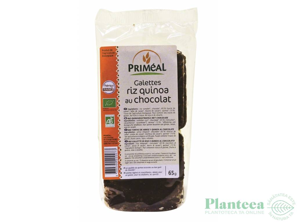 Rondele expandate orez quinoa ciocolata neagra eco 65g - PRIMEAL