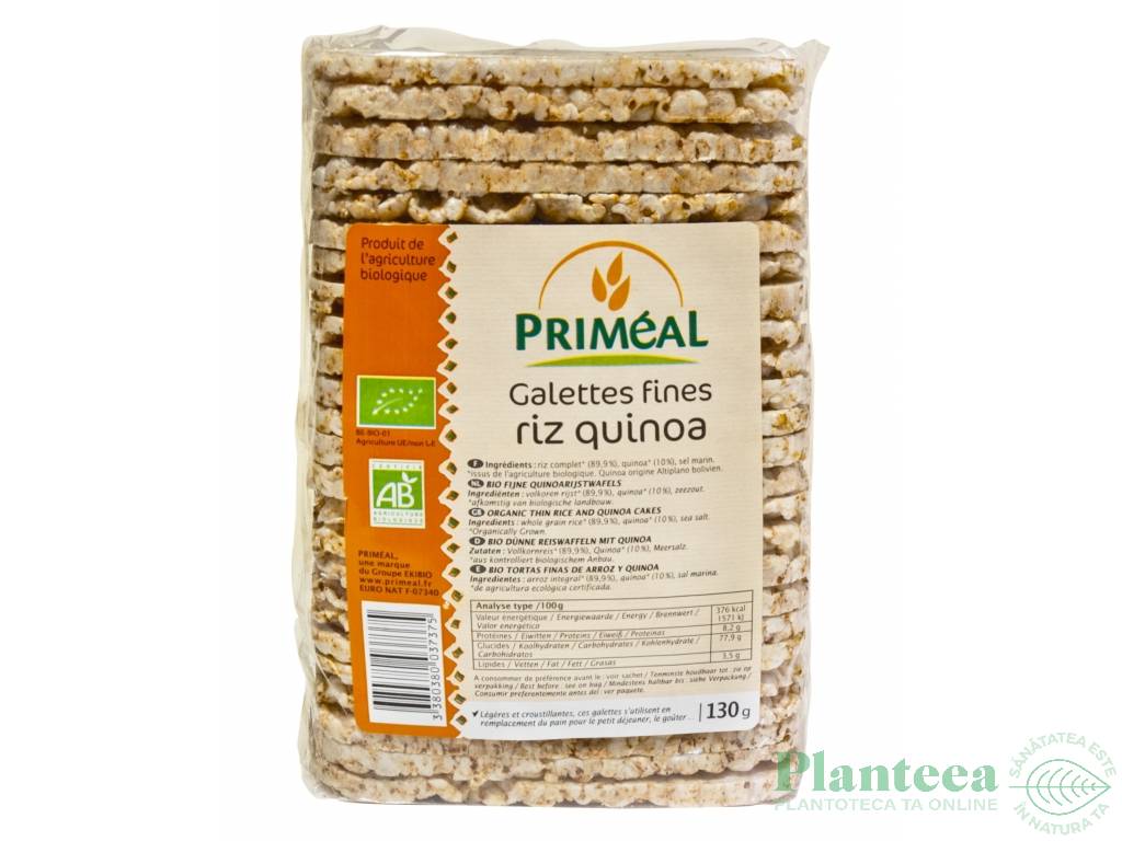Rondele expandate fine orez quinoa cu sare eco 130g - PRIMEAL
