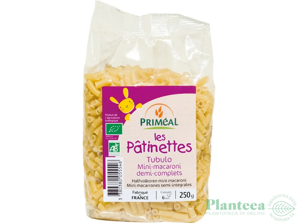 Paste mini macaroane grau semiintegral Les Patinettes eco 250g - PRIMEAL
