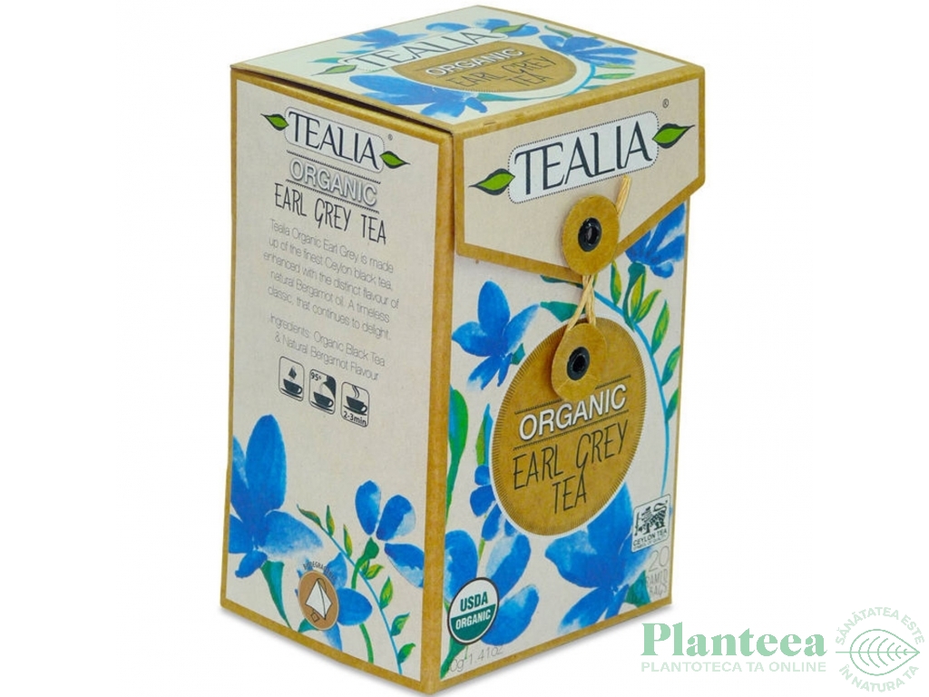 Ceai negru earl grey organic piramide eco 20dz - TEALIA