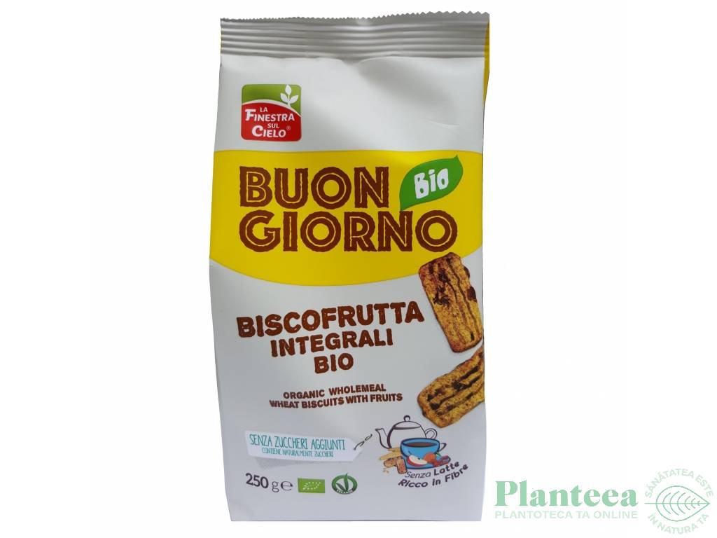 Biscuiti BuongiornoBio grau integral fructe eco 250g - LA FINESTRA SUL CIELO