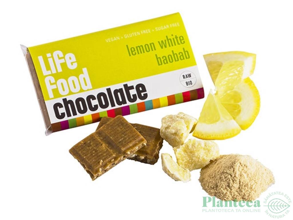 Mini ciocolata neagra 45% lamaie baobab raw eco 15g - LIFEFOOD