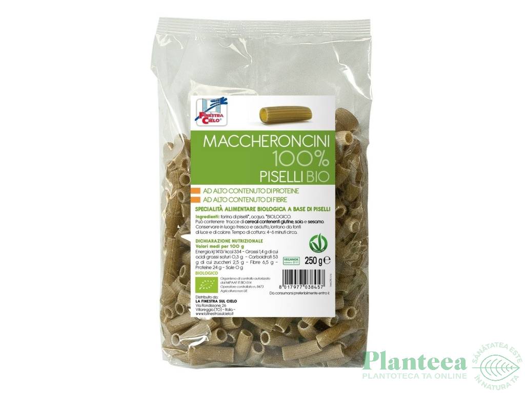 Paste macaroane mazare eco 100% 250g - LA FINESTRA SUL CIELO