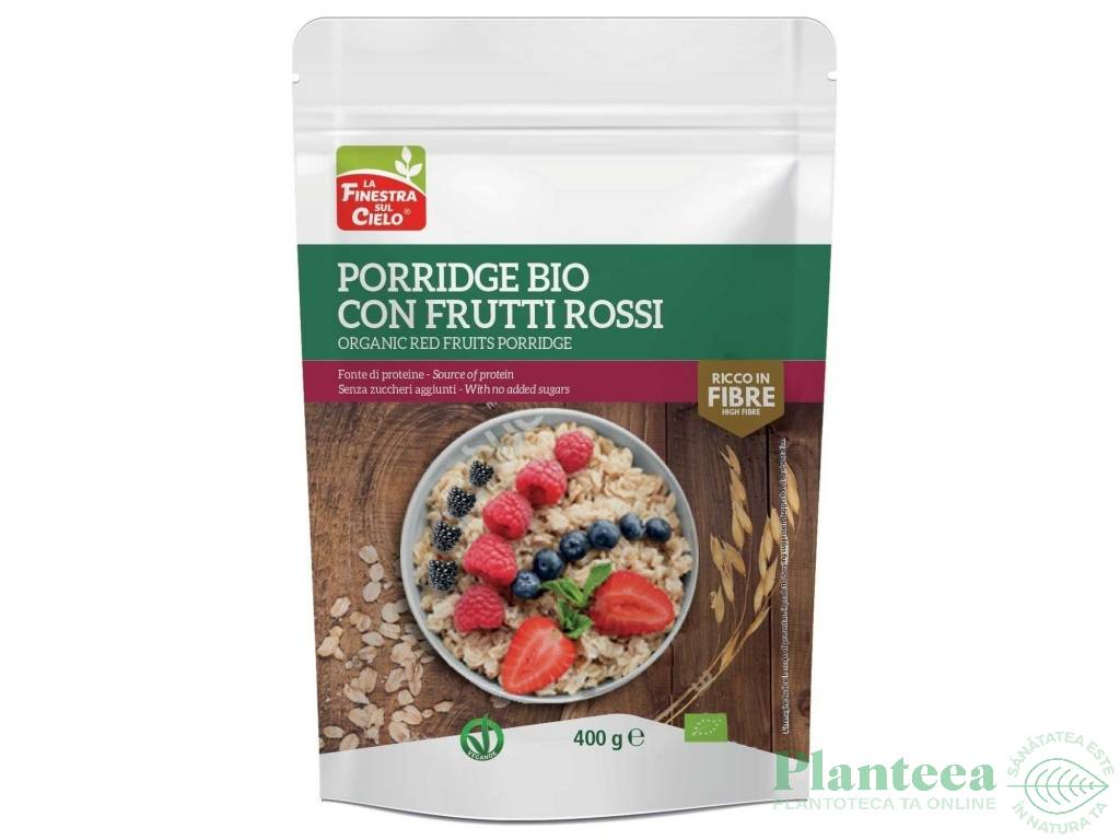 Porridge ovaz migdale fulgi cocos fructe rosii fara zahar eco 400g - LA FINESTRA SUL CIELO