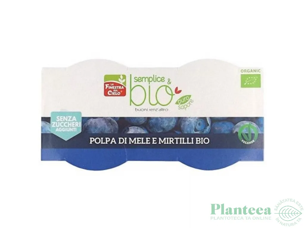 Piure mere afine fara zahar eco 2x100g - LA FINESTRA SUL CIELO