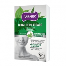 Benzi depilatoare fata cu ceara gel ceai matcha bambus 20b - FARMEC