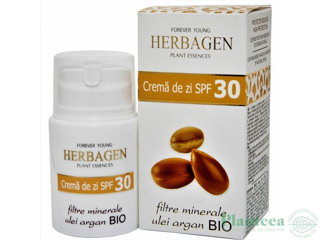 Crema zi spf30 filtre minerale ulei argan 50ml - HERBAGEN