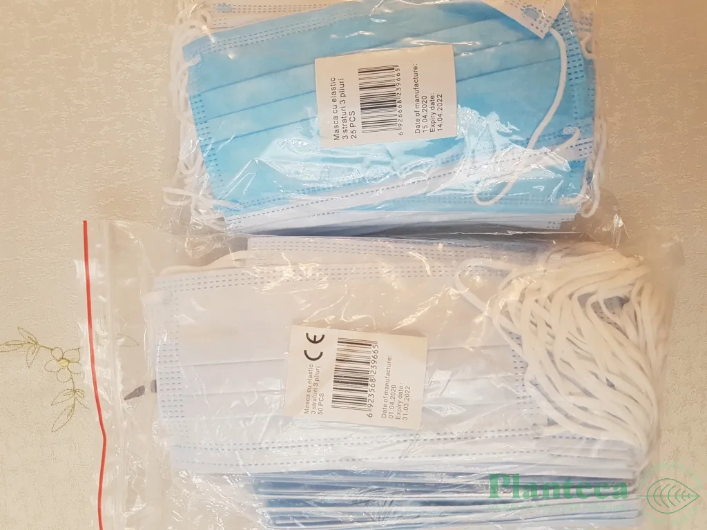 Masti respiratorii 3straturi cu elastic 25b - WENZHOU