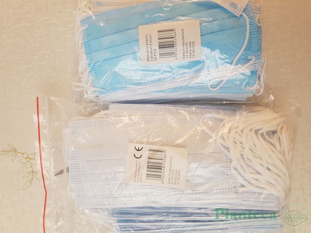 Masti respiratorii 3straturi cu elastic 50b - WENZHOU