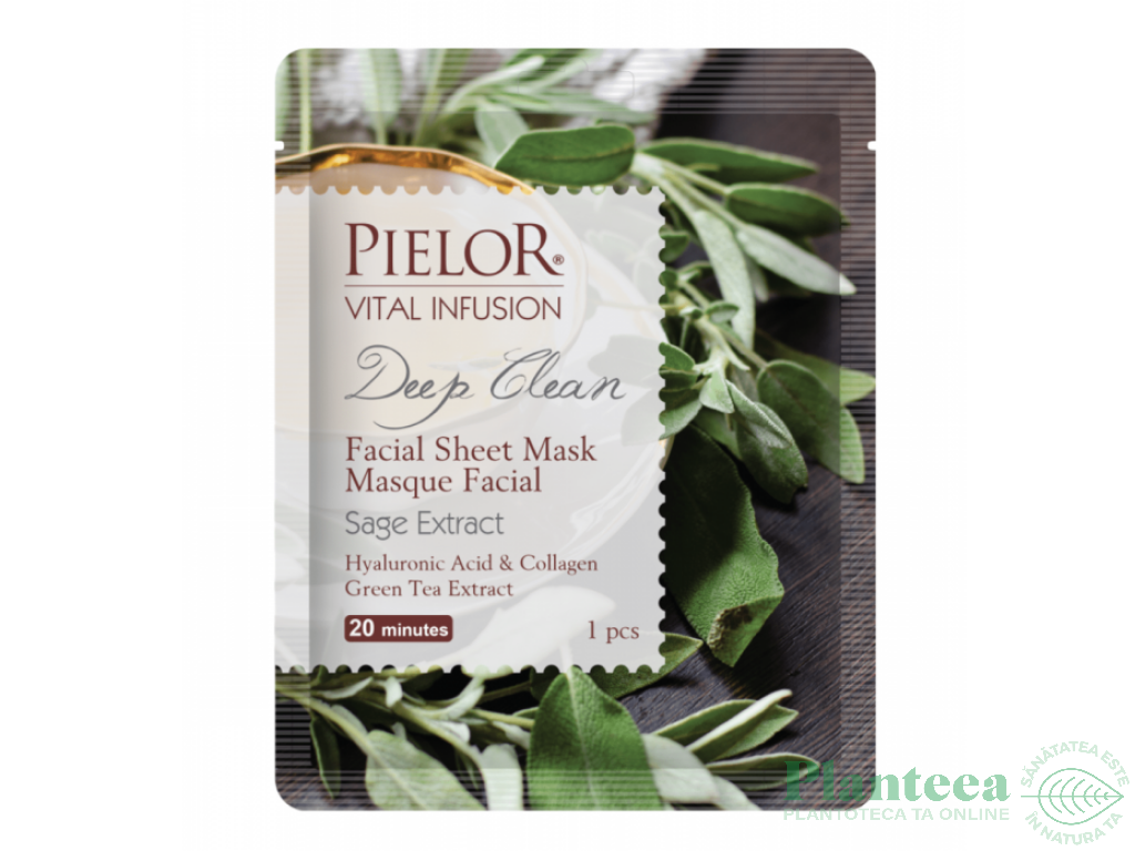 Masca textila curatare salvie acid hialuronic colagen ceai verde 25ml - VITAL INFUSION