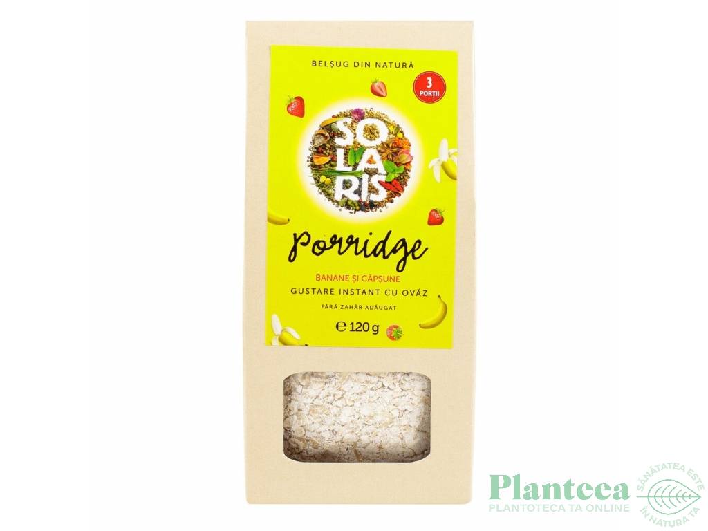 Porridge ovaz banane capsune fara zahar 3portii 120g - SOLARIS