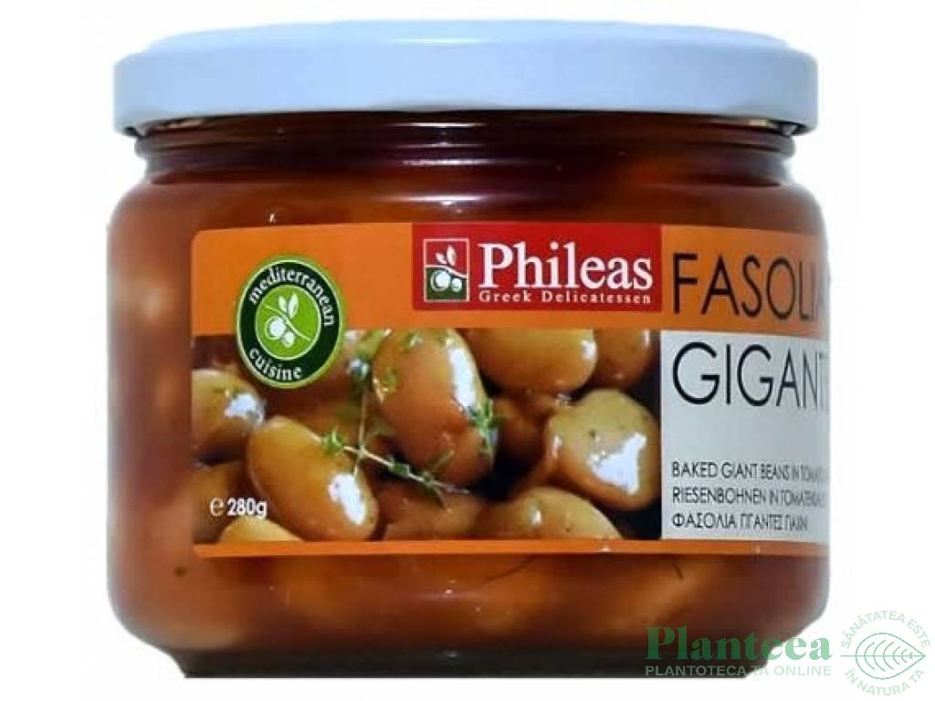 Conserva fasole alba gigant sos tomat 280g - PHILEAS GREEK