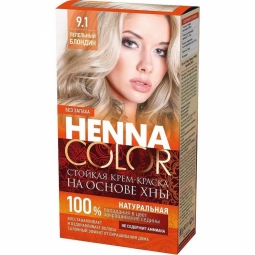 Vopsea crema par permanenta fara amoniac 9.1 blond cenusiu 115ml - HENNA COLOR