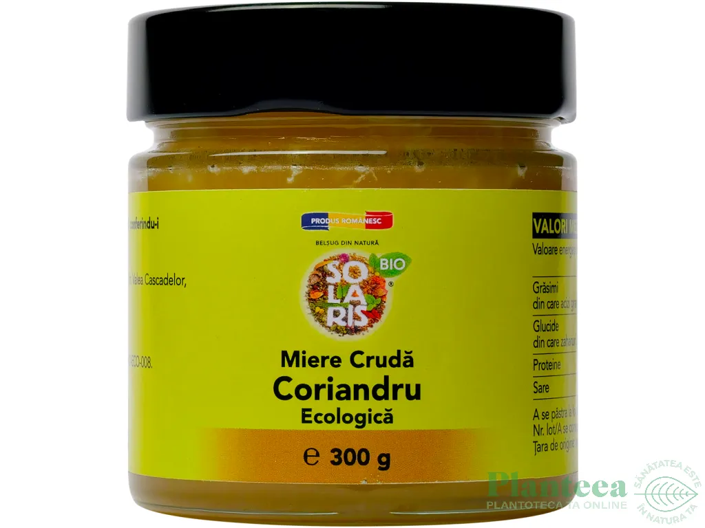 Miere coriandru cruda eco 300g - SOLARIS BIO