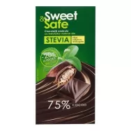 Ciocolata amaruie 75%cacao stevia 90g - SWEET&SAFE
