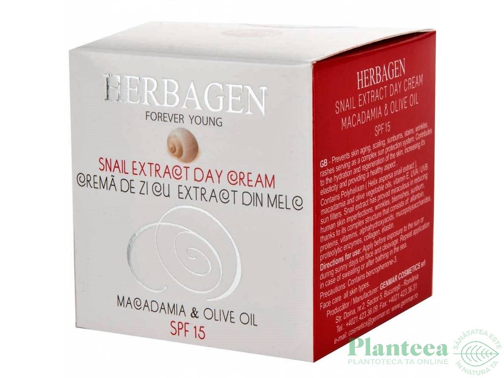 Crema zi extract melc spf15 50g - HERBAGEN