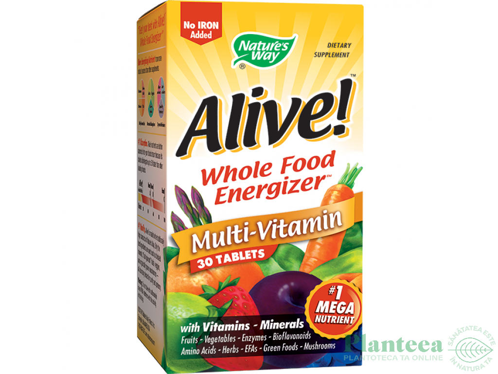 Alive multivitamine fara fier 30cp - NATURES WAY