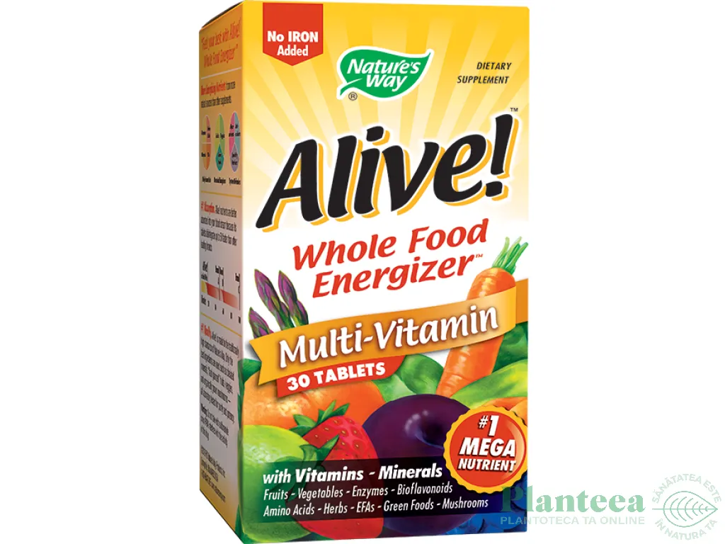 Alive multivitamine fara fier 30cp - NATURES WAY