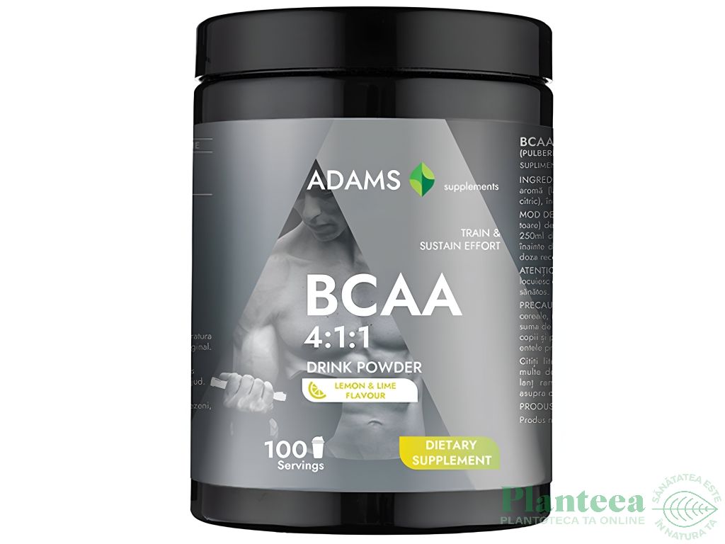 Pulbere BCAA 4:1:1 aroma lemon & lime 100portii 400g - ADAMS SUPPLEMENTS