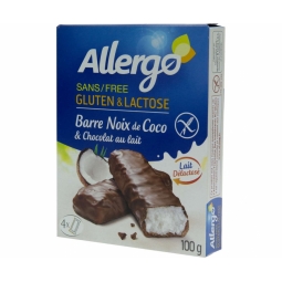 Batoane ciocolata cocos fara gluten fara lactoza 4x25g - ALLERGO