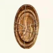 Set platouri ovale lemn maslin marimi diferite 3b - RIZES CRETE
